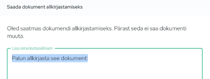 Lisa allkirjastamise kutse tekst