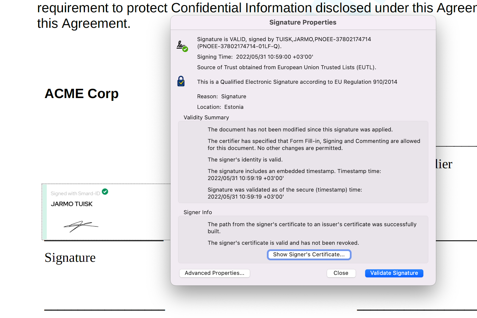 validate PDF signatures