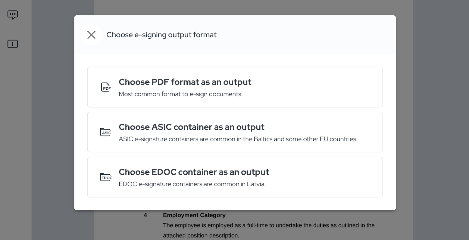e-signature, EDOC format, signing digitally