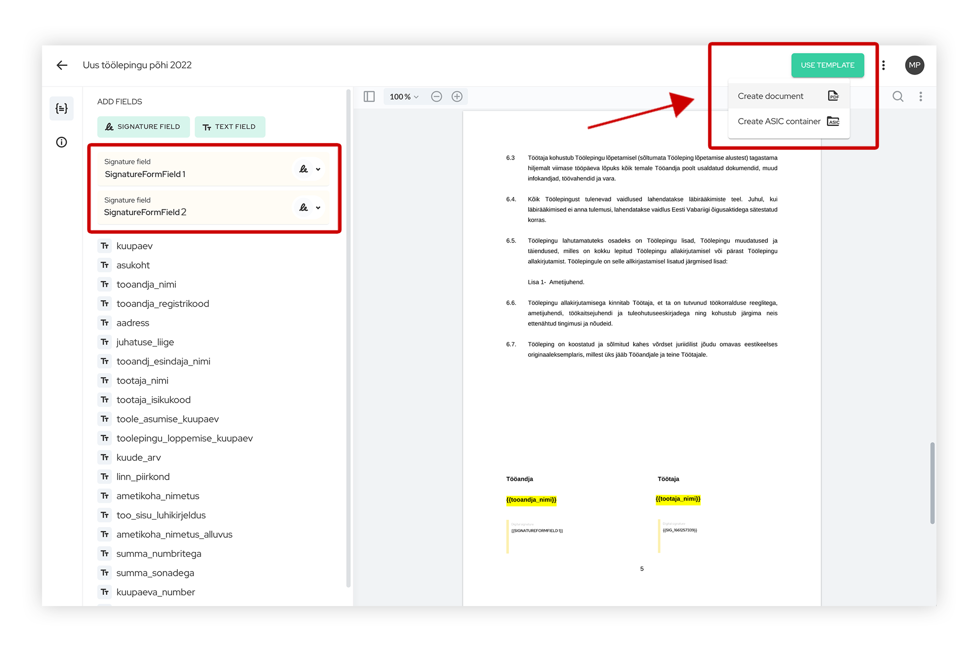 Kasuta töölepingu põhja ja koosta lihtsa vaevaga uusi lepinguid.