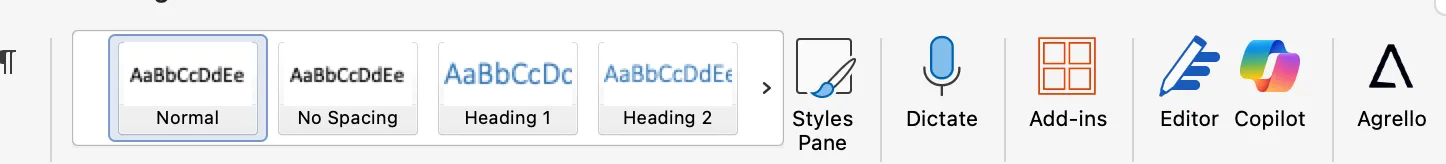 Кнопка Agrello на стрічці Word